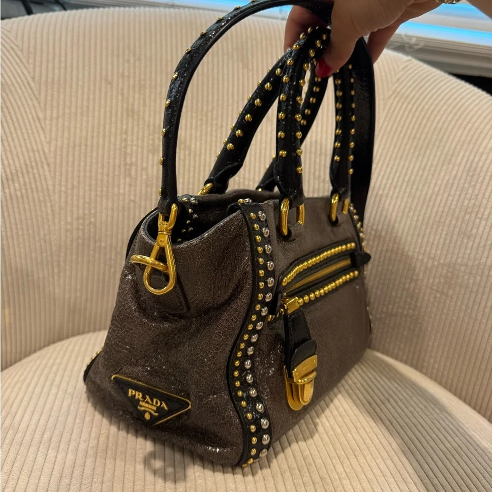 studded prada crinkle bag